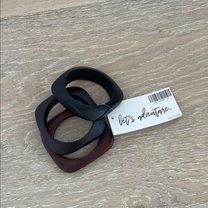 12th Tribe Black and Brown Square Bangles